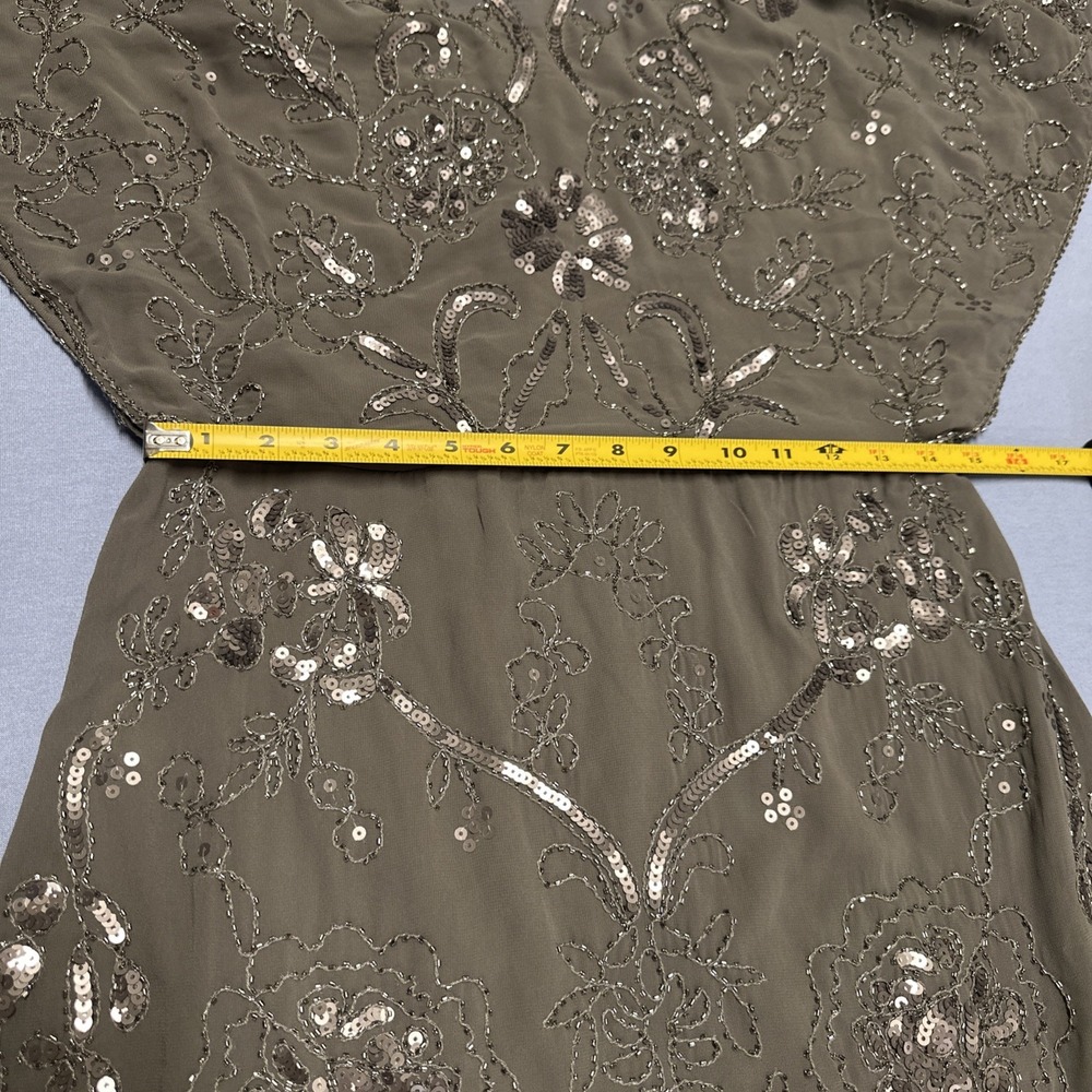 Molly Bracken Women Size Large Beaded Sequin Woven Mini Dress Dark Gray - Picture 11 of 13